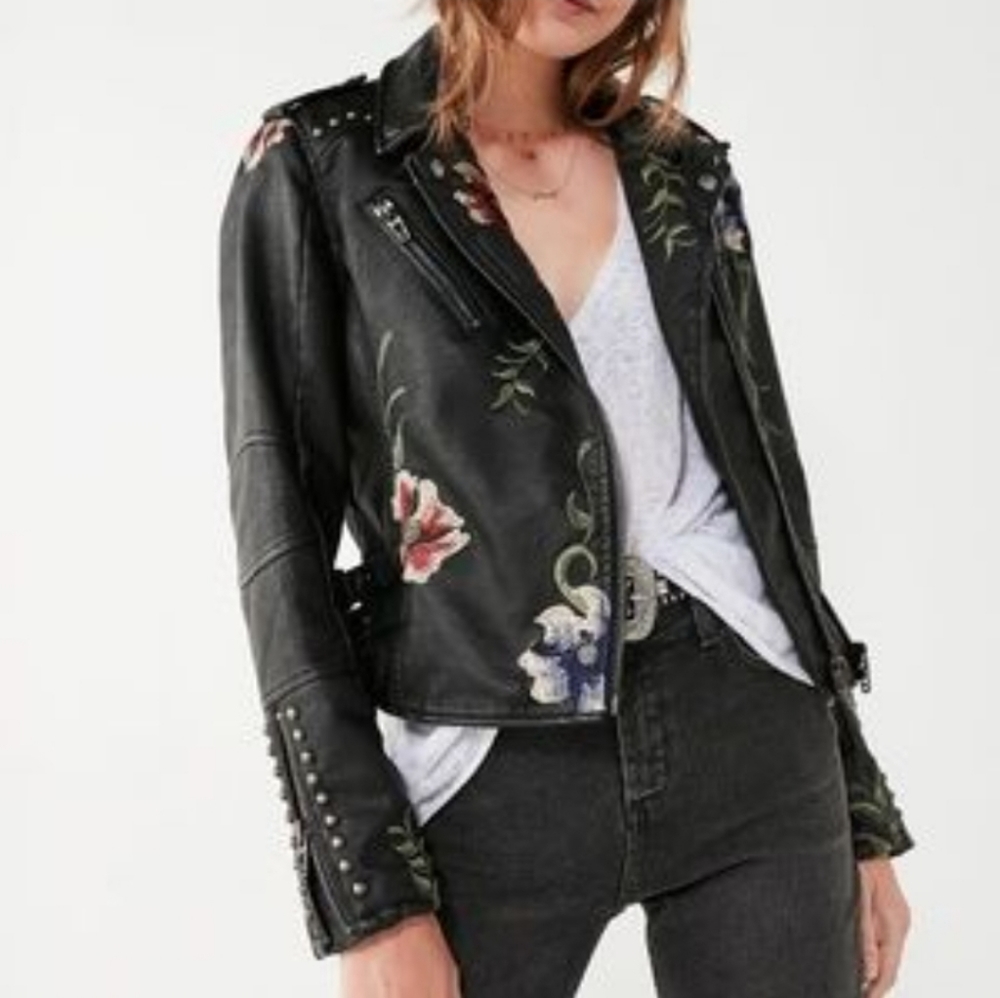 BLNK vegan leather embroidered jacket XS